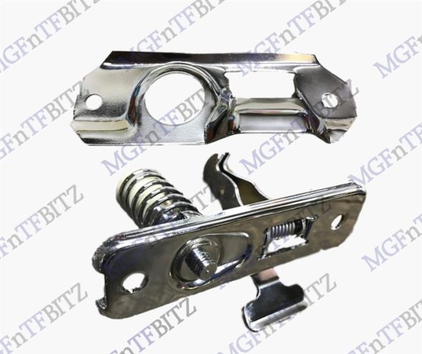 MGF MG TF Chrome Bonnet Latch Plate & Bonnet Striker Assembly FPT10005CH FPB100110CH at MGFnTFBITZ Glossop