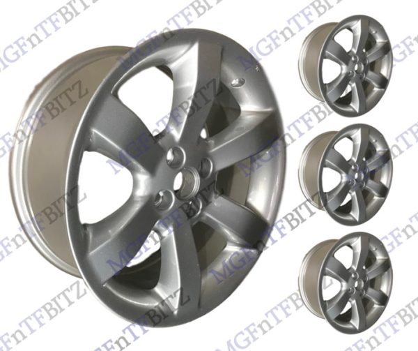 RRC113740MNH MG MGF MG TF 16 inch 6 spoke Alloy Wheels refurbished & powder coated in silver sparkle at MGFnTFBITZ Glossop